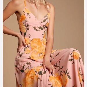 Lulu's Pink and Orange Floral Maxi Dress